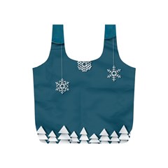 Blue Snowflakes Christmas Trees Full Print Recycle Bags (s)  by Mariart