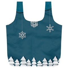 Blue Snowflakes Christmas Trees Full Print Recycle Bags (l)  by Mariart