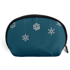 Blue Snowflakes Christmas Trees Accessory Pouches (large)  by Mariart