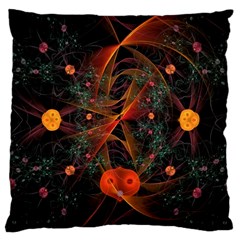 Fractal Wallpaper With Dancing Planets On Black Background Large Cushion Case (one Side) by Nexatart