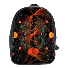 Fractal Wallpaper With Dancing Planets On Black Background School Bags (xl)  by Nexatart