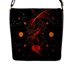 Fractal Wallpaper With Dancing Planets On Black Background Flap Messenger Bag (l)  by Nexatart