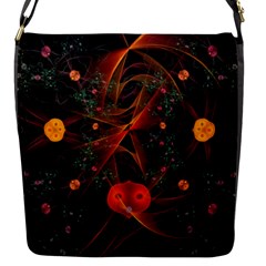 Fractal Wallpaper With Dancing Planets On Black Background Flap Messenger Bag (s) by Nexatart