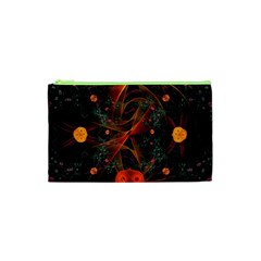 Fractal Wallpaper With Dancing Planets On Black Background Cosmetic Bag (xs)