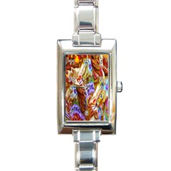 3 Carousel Ride Horses Rectangle Italian Charm Watch by Nexatart