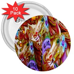 3 Carousel Ride Horses 3  Buttons (10 Pack)  by Nexatart