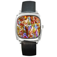 3 Carousel Ride Horses Square Metal Watch by Nexatart