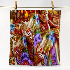 3 Carousel Ride Horses Face Towel by Nexatart