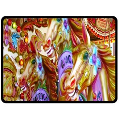 3 Carousel Ride Horses Fleece Blanket (large)  by Nexatart