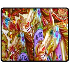 3 Carousel Ride Horses Fleece Blanket (medium)  by Nexatart