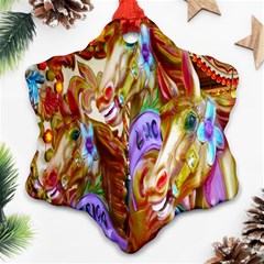 3 Carousel Ride Horses Ornament (snowflake) by Nexatart