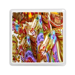 3 Carousel Ride Horses Memory Card Reader (square)  by Nexatart