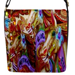 3 Carousel Ride Horses Flap Messenger Bag (s) by Nexatart