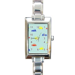 Car Yellow Blue Orange Rectangle Italian Charm Watch