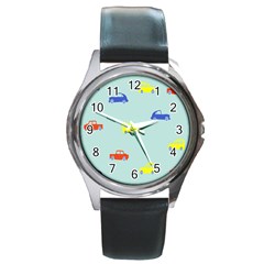 Car Yellow Blue Orange Round Metal Watch by Mariart