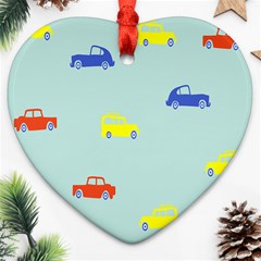 Car Yellow Blue Orange Ornament (heart)