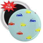 Car Yellow Blue Orange 3  Magnets (10 pack)  Front