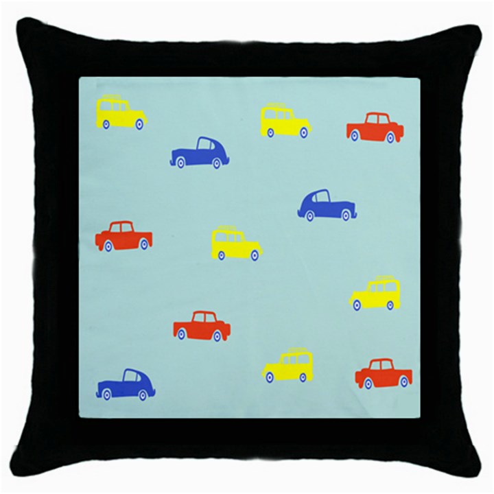 Car Yellow Blue Orange Throw Pillow Case (Black)