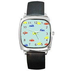 Car Yellow Blue Orange Square Metal Watch by Mariart