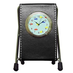 Car Yellow Blue Orange Pen Holder Desk Clocks by Mariart