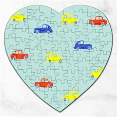 Car Yellow Blue Orange Jigsaw Puzzle (heart) by Mariart