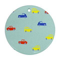 Car Yellow Blue Orange Round Ornament (two Sides) by Mariart