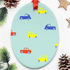 Car Yellow Blue Orange Oval Ornament (two Sides) by Mariart