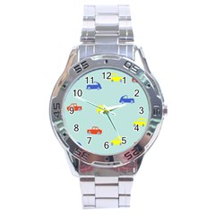 Car Yellow Blue Orange Stainless Steel Analogue Watch by Mariart