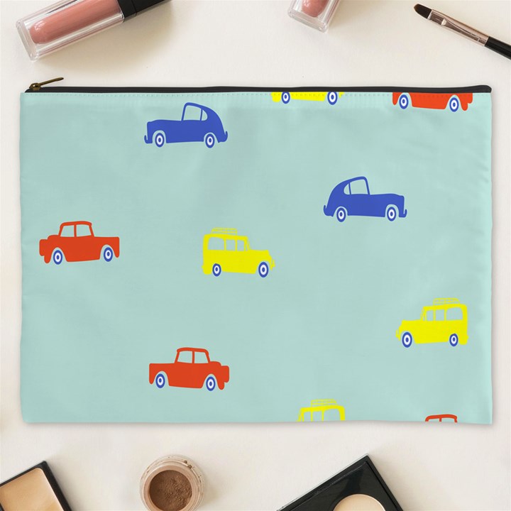 Car Yellow Blue Orange Cosmetic Bag (XXXL) 