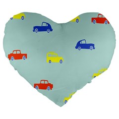 Car Yellow Blue Orange Large 19  Premium Heart Shape Cushions by Mariart