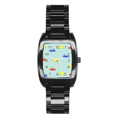 Car Yellow Blue Orange Stainless Steel Barrel Watch by Mariart