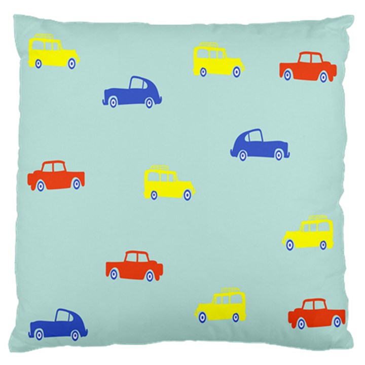 Car Yellow Blue Orange Large Flano Cushion Case (One Side)