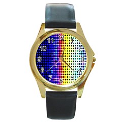 A Creative Colorful Background Round Gold Metal Watch by Nexatart