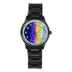 A Creative Colorful Background Stainless Steel Round Watch