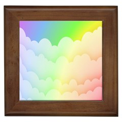 Cloud Blue Sky Rainbow Pink Yellow Green Red White Wave Framed Tiles