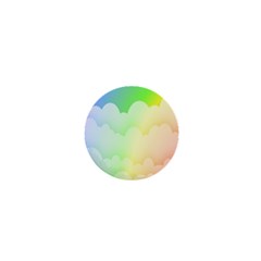 Cloud Blue Sky Rainbow Pink Yellow Green Red White Wave 1  Mini Buttons by Mariart