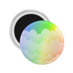 Cloud Blue Sky Rainbow Pink Yellow Green Red White Wave 2 25  Magnets by Mariart