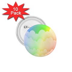 Cloud Blue Sky Rainbow Pink Yellow Green Red White Wave 1 75  Buttons (10 Pack) by Mariart