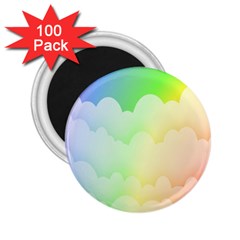 Cloud Blue Sky Rainbow Pink Yellow Green Red White Wave 2 25  Magnets (100 Pack)  by Mariart