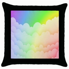 Cloud Blue Sky Rainbow Pink Yellow Green Red White Wave Throw Pillow Case (black) by Mariart