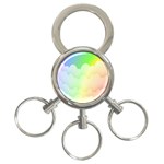 Cloud Blue Sky Rainbow Pink Yellow Green Red White Wave 3-Ring Key Chains Front