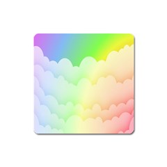 Cloud Blue Sky Rainbow Pink Yellow Green Red White Wave Square Magnet