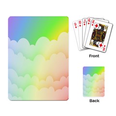 Cloud Blue Sky Rainbow Pink Yellow Green Red White Wave Playing Card by Mariart