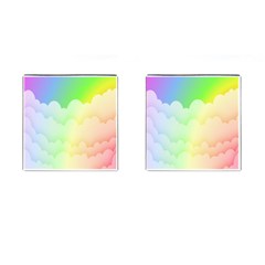 Cloud Blue Sky Rainbow Pink Yellow Green Red White Wave Cufflinks (square) by Mariart