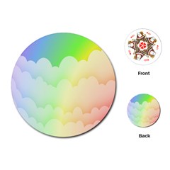 Cloud Blue Sky Rainbow Pink Yellow Green Red White Wave Playing Cards (round)  by Mariart