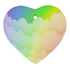 Cloud Blue Sky Rainbow Pink Yellow Green Red White Wave Heart Ornament (two Sides) by Mariart