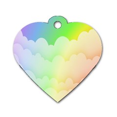 Cloud Blue Sky Rainbow Pink Yellow Green Red White Wave Dog Tag Heart (two Sides) by Mariart