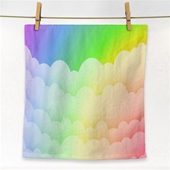 Cloud Blue Sky Rainbow Pink Yellow Green Red White Wave Face Towel by Mariart