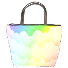 Cloud Blue Sky Rainbow Pink Yellow Green Red White Wave Bucket Bags by Mariart