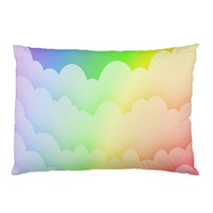 Cloud Blue Sky Rainbow Pink Yellow Green Red White Wave Pillow Case by Mariart